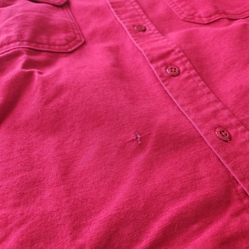 Woolrich Red Mens L Button Up Long Sleeve Shirt 100% Cotton Collared Work Casual - Picture 7 of 10